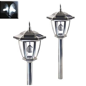 Solar Stainless Steel Hexagon Garden or Yard Lights-Quantity of 2