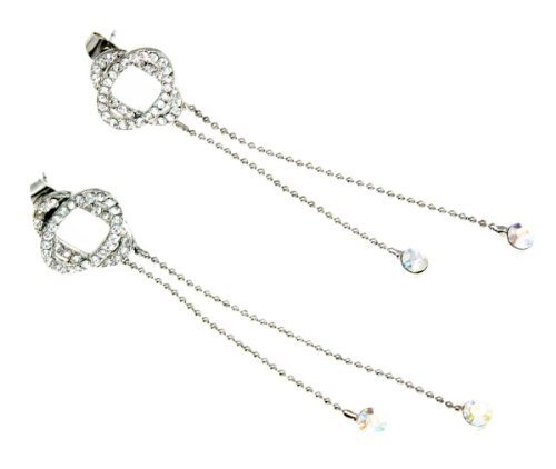 A Pair of Oval Crossed Crystal Stud Earrings