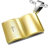 Silver and Gold Stainless Steel The Lords Prayer Bible Pendant (Chain NOT Included) 2.75cm x 1.75cm - Supplied in Gift Pouch