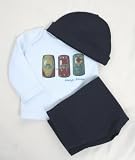 Boys Jersey Jogsets with joggers, Envelope Neck Top and Hat with 3 Cars Print