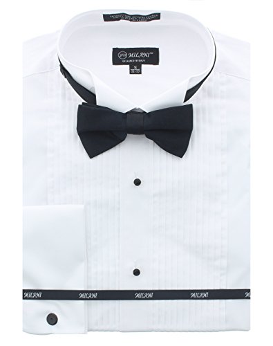 Milani Men s Tuxedo Shirt With French Cuffs And Bow Tie 17