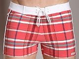 Sauvage Italian Microfiber Banded Swim Trunk Red