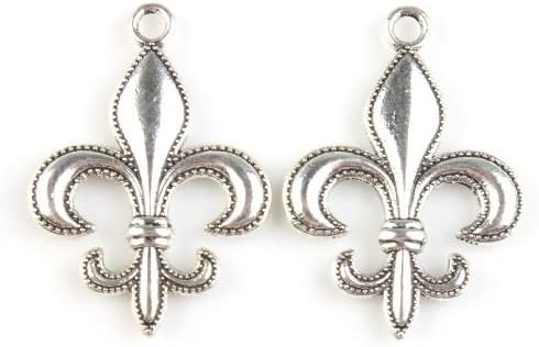 20pcs Retail Fleur-De-Lis Charms Antique Silver Tone Alloy Pendants Finding 29mm