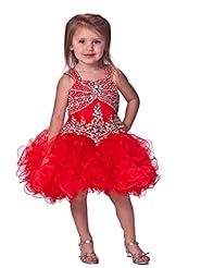 Toddler Crystal Lace Floor Length Organza   Ball Gown Pageant Dress 