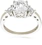 Platinum Plated Sterling Silver "100 Facets Collection" Cubic Zirconia Three-Stone Ring, Size 6
