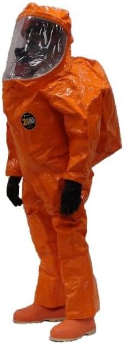 Kappler Zytron 500 Chemical Protection Expanded Back HazMat Front Entry Coverall with Hood and Sock Boots, Disposable, Orange, 2X-Large - 3X-Large, (Pack of 1)