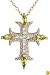 Yellow Gold Overlay Sterling Silver Peridot & Diamond Accent Cross Pendant, 18