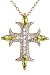 Jewelry : Yellow Gold Overlay Sterling Silver Peridot & Diamond Accent Cross Pendant, 18"