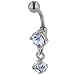 pug27  - Belly Navel Rings Light Purple Crystal Cube Dangle
