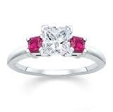 1.40 CT PRINCESS DIAMOND W PRINCESS PINK SAPPHIRE RING