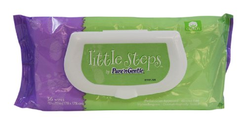 Little Steps Baby Wipes for Sensitive Skin, Travel Pack with Dispenser, 36-count Tubs (Pack of 15)
