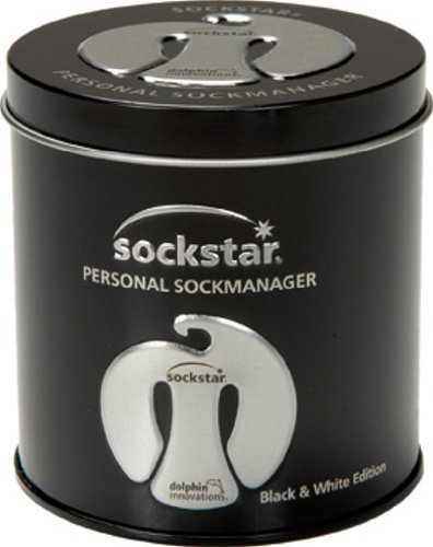 Sockstar Sockenclips Black & White - Gift Box = edle Präsentdose = 20 Clips in 4 Design-Farben