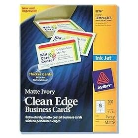 Avery 8876 Clean edge ink jet business cards, 2 x 3-1 2, ivory, 200 pk by Business Cards