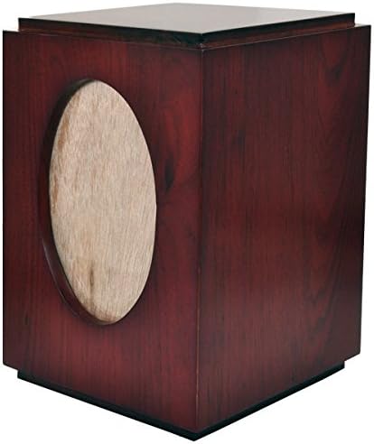 Memorial Gallery Pets M-005F Cherry Finish with Oval Photo Frame Pet Cremation Wood Urn