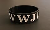 "WWJD" Silicon 1" inch BLACK Wristband Bracelet