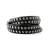 Studded Leather Double Wrap Bracelet, 6 to 7 Inches