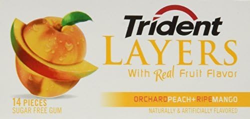 Trident Layers Gum Orchard Peach / Ripe Mango 12/14 Pcs by Trident Layers Gum