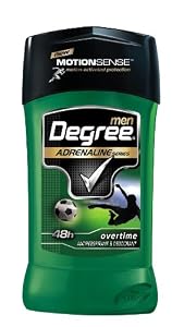 Degree Male Adrenaline Series Anti-Perspirant and Deodorant Invisible Solid for Men, Overtime, 2.7 Ounce