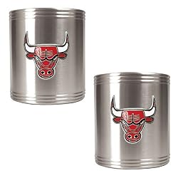 Chicago Bulls NBA 2pc Stainless Steel Can Holder Set - Primary Logo by Great American Products