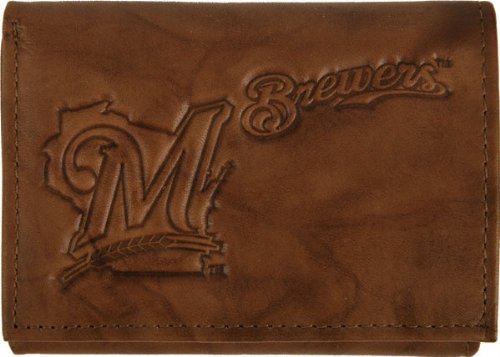 Milwaukee Brewers Embossed Leather Cowhide Trifold Wallet