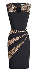 Leopard Print Polyester/Spandex Sheath Knee Length Keyhole  Dress