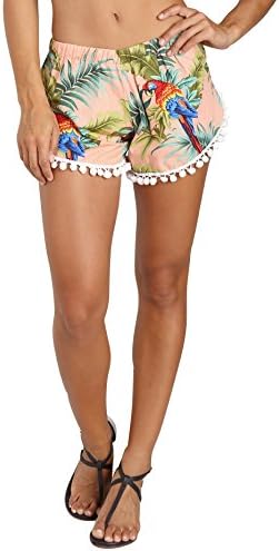Wonderland Honolulu Pom Pom Shorts Pink Parrots
