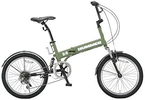 HUMMER(ハマー) 20インチシマノ6段変速折りたたみ自転車 [Wサスペンション/前後フェンダー/Vブレーキ/ボトルゲージ/リフレクター標準装備] マットグリーン HUMMER FDB206 W-sus