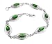 Sterling Silver Marquise Emerald-Green Glass Irish Celtic Knot Elliptical Ovals 7.5 Bracelet