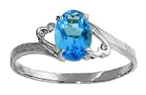 .925 Sterling Silver Promise Ring with Genuine Oval Blue Topaz