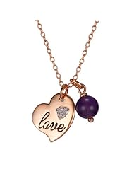 African Amethyst "Love" Heart Necklace, 18"