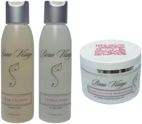 Beau Visage Bottanical Facial Toner, Youth Restoring Moisturizer and Deep Cleaning Facial Cleanser