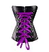 Bslingerie Womens Faux Leather Boned Zip Up Corset with Ribbon