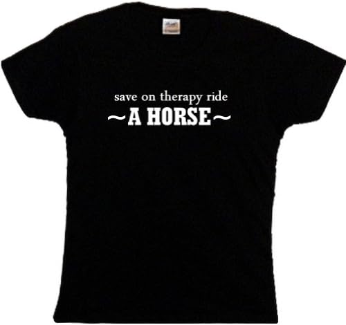 FDT Womens Pets LF T-Shirt-Save on Therapy Ride A HORSE-Black XL