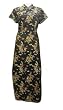 Chinese Dress Black Silk Long Dress Dragons L