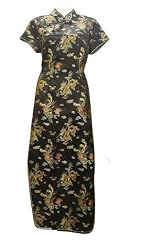 Chinese Dress Black Silk Long Dress Dragons L