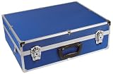 Moderner Alukoffer in modischem blau mit Schaumstoffeinlage ideal f�r die SLR Ausr�stung, passend f�r z.B. Nikon D40/D40x/D60/D70/D80/D200/D300/D2Xs/ und Canon EOS 300D/350D/400D/30D/450D/40D, Olympus E-3/E300/E400/E410/E500/E510, Pentax K100/K200D/K10D/K20D, Panasonic DMC L1/L10, Sony A700/A300) - 