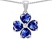 2.85 cttw 925 Sterling Silver 14K White Gold Plated Heart Created Sapphire Lucky Clover Pendant