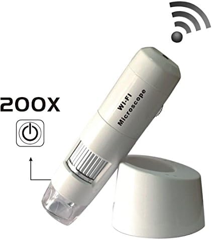 Bamker Chinscope Durable WIFI Wireless Digital Microscope Portable 5X-200X 8 LED 0.3M Pixel Color CMOS Sensor Support iOS and Android White