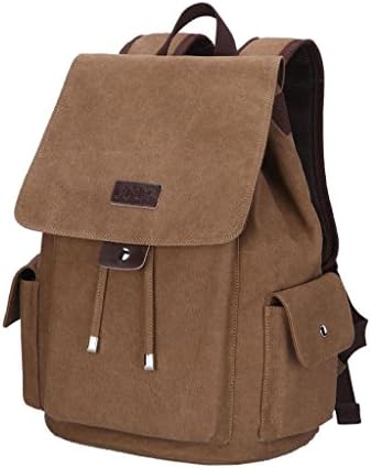 JCYX Men Boy Brown Cotton Canvas Rucksack Bookbag Hiking Bag Shool Bag