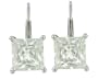 Platinum Plated Sterling Silver 7mm Princess-Cut Cubic Zirconia Lever Back Earrings