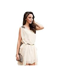 Summer Beaded Above the Knee Chiffon Sleeveless Mini Dress 