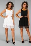 90z New Womens Party Lace Belt Skater Skirt Smart Dress