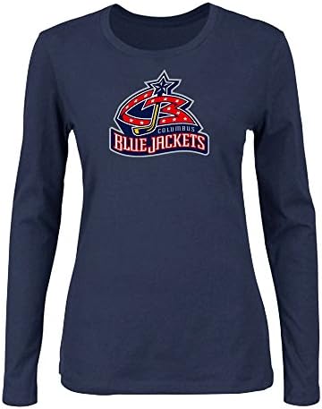 2015 fashion NHL columbus blue jackets Diy T-shirt for women(Dark blue)