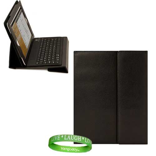 Melrose Apple Ipad Leather Case Cover Accessories Kit Includes - Elegant black book-style cover+ Bluetooth v2.0 keyboard ( QWERTY ) + Live * Laugh * Love Silicone Wrist Band!!!