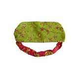 Girls Sequined Headband Bandana In Green And Raspberry Pink