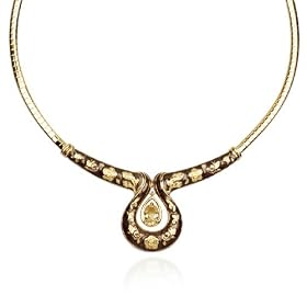 18k Yellow Gold Overlay Sterling Silver Citrine 9x7mm and Epoxy Necklace, 17 by Amazon.com Collection