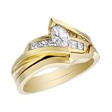 Diamond Engagement Ring & Wedding Band Set 3/4 Carat (ctw) in 14K Yellow Gold