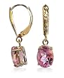 14 KT Yellow Gold Pink Topaz Gemstone 14K Leverback Drop Earrings