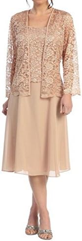 Love Dress Short Mother of the Bride Dress Formal Plus Size Lace Jacket Gold Us 16