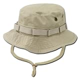 Khaki Tan Military Inspired Combat Style Drawstring Boonie Hat -- Bucket Hat ...
